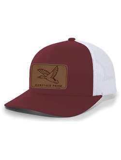 Mallard Duck Laser Engraved Leather Mens Trucker Hat Baseball Cap