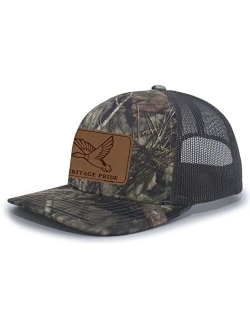 Mallard Duck Laser Engraved Leather Mens Trucker Hat Baseball Cap