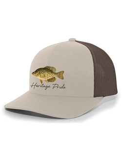 Freshwater Fish Collection Crappie Fishing Mens Embroidered Mesh Back Trucker Hat Baseball Cap