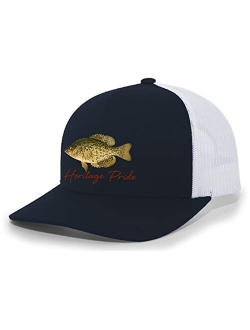 Freshwater Fish Collection Crappie Fishing Mens Embroidered Mesh Back Trucker Hat Baseball Cap