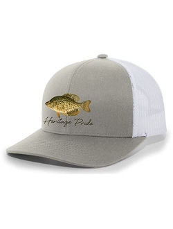 Freshwater Fish Collection Crappie Fishing Mens Embroidered Mesh Back Trucker Hat Baseball Cap