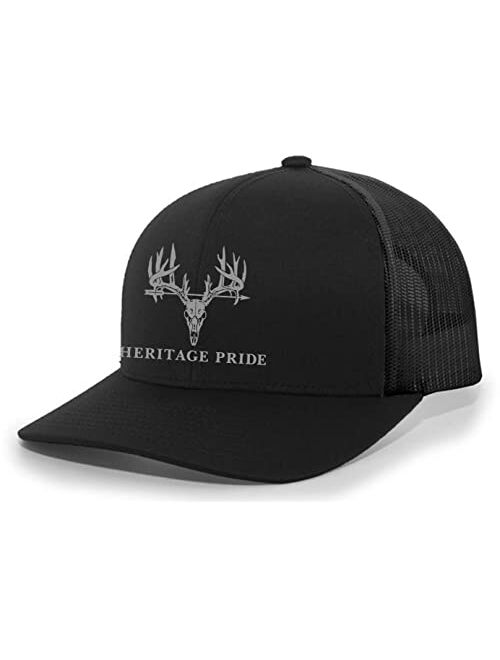 Heritage Pride Deer Skull Antlers Arrow Mens Mesh Back Trucker Hat Baseball Cap