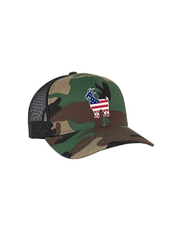 Embroidered American Flag Filled Farm Animals Patriotic Mesh Back Trucker Hat