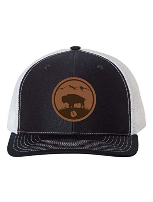 Heritage Pride Men's Footprint Wildlife Outdoors Laser Engraved Circle Leather Patch Mesh Back Trucker Hat