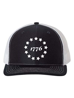 1776 Hat 13 Stars Circle Betsy Ross Flag Embroidered Mens Mesh Back Trucker Hat