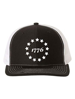 1776 Hat 13 Stars Circle Betsy Ross Flag Embroidered Mens Mesh Back Trucker Hat