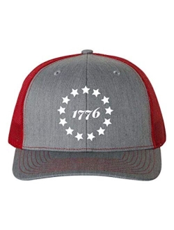 1776 Hat 13 Stars Circle Betsy Ross Flag Embroidered Mens Mesh Back Trucker Hat