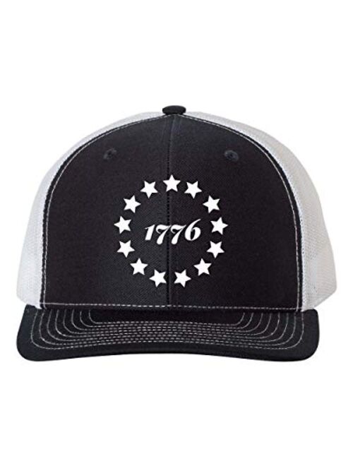 Heritage Pride 1776 Hat 13 Stars Circle Betsy Ross Flag Embroidered Mens Mesh Back Trucker Hat