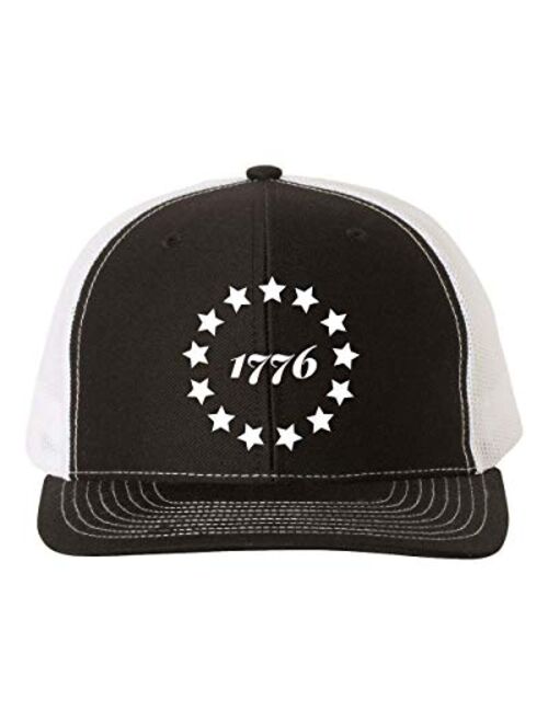 Heritage Pride 1776 Hat 13 Stars Circle Betsy Ross Flag Embroidered Mens Mesh Back Trucker Hat