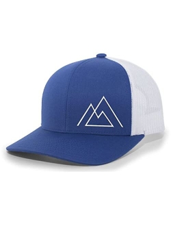 Geometric Mountain Nature Mens Embroidered Mesh Back Trucker Hat Baseball Cap