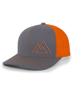 Geometric Mountain Nature Mens Embroidered Mesh Back Trucker Hat Baseball Cap