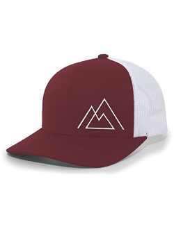 Geometric Mountain Nature Mens Embroidered Mesh Back Trucker Hat Baseball Cap