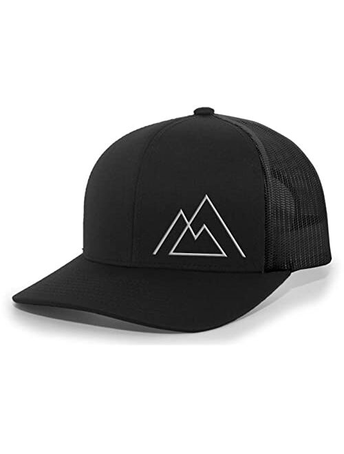 Heritage Pride Geometric Mountain Nature Mens Embroidered Mesh Back Trucker Hat Baseball Cap