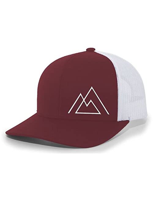 Heritage Pride Geometric Mountain Nature Mens Embroidered Mesh Back Trucker Hat Baseball Cap