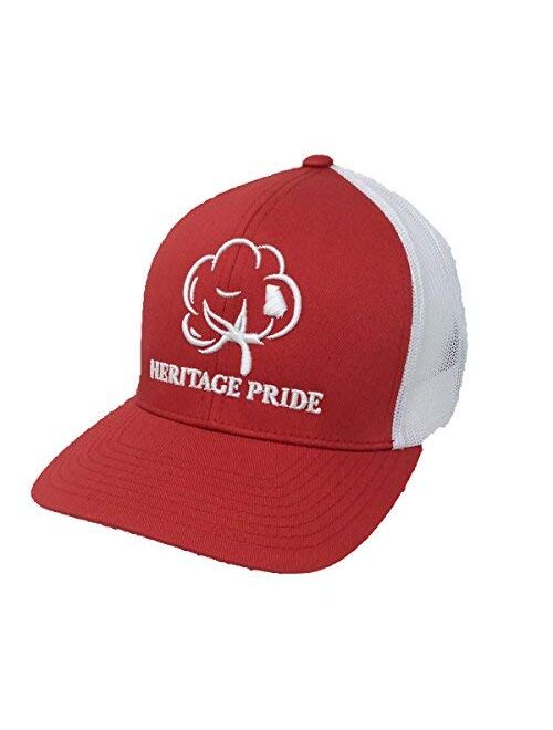 Heritage Pride Logo Georgia State Cotton Boll Southern Men's Trucker Hat Black Black Mesh