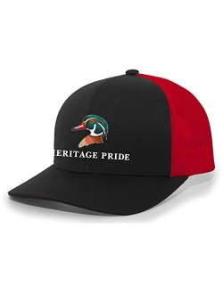 Colorful Mallard Wood Duck Mens Embroidered Mesh Back Trucker Hat Baseball Cap
