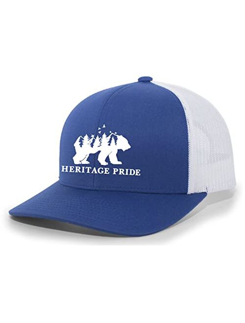 Heritage Pride Scenic Bear Mens Embroidered Mesh Back Trucker Hat Baseball Cap