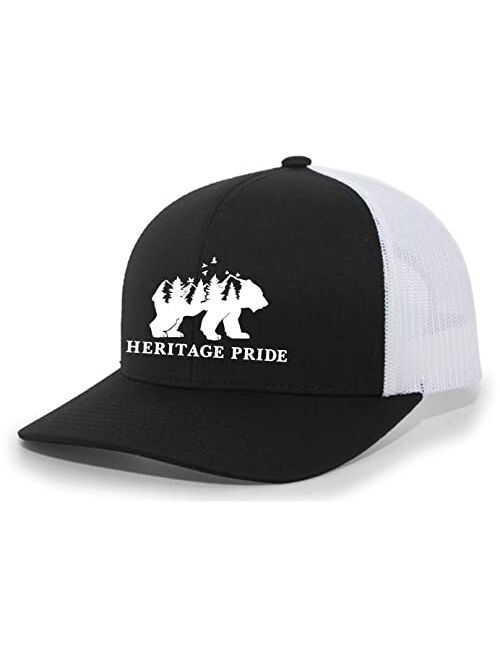 Heritage Pride Scenic Bear Mens Embroidered Mesh Back Trucker Hat Baseball Cap