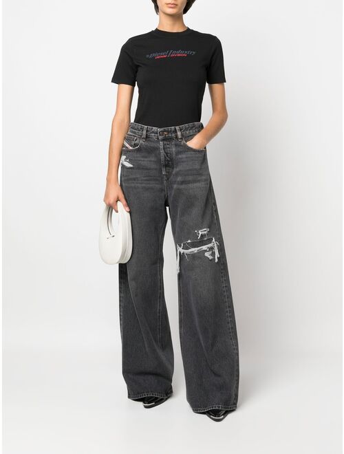 Diesel distressed wide-leg jeans