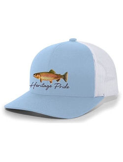 Freshwater Fish Collection Trout Fishing Mens Embroidered Mesh Back Trucker Hat Baseball Cap