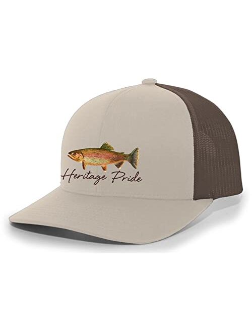 Heritage Pride Freshwater Fish Collection Trout Fishing Mens Embroidered Mesh Back Trucker Hat Baseball Cap