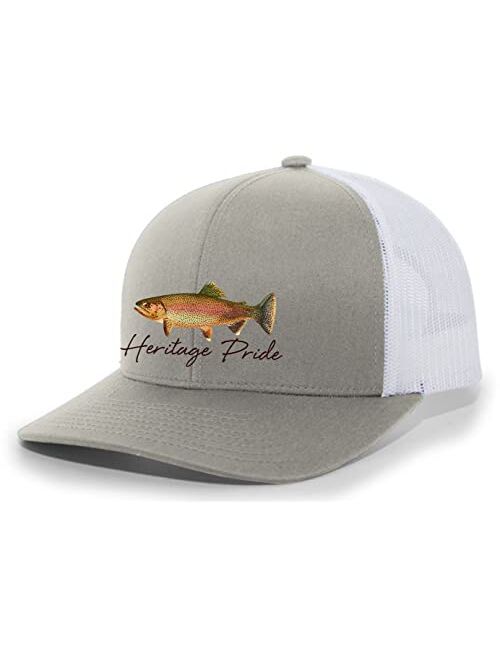 Heritage Pride Freshwater Fish Collection Trout Fishing Mens Embroidered Mesh Back Trucker Hat Baseball Cap