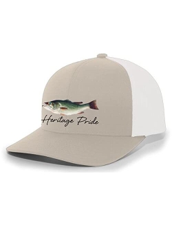 Freshwater Fish Collection Largemouth Bass Fishing Mens Embroidered Mesh Back Trucker Hat Baseball Cap