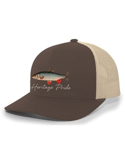 Freshwater Fish Collection Carp Fishing Mens Embroidered Mesh Back Trucker Hat Baseball Cap