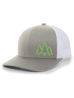 Pine Trees Mens Embroidered Mesh Back Trucker Hat Baseball Cap