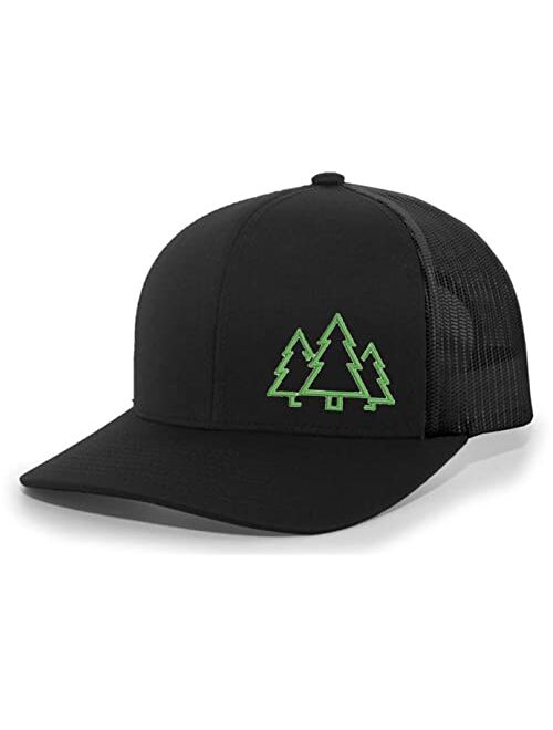 Heritage Pride Pine Trees Mens Embroidered Mesh Back Trucker Hat Baseball Cap