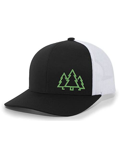 Heritage Pride Pine Trees Mens Embroidered Mesh Back Trucker Hat Baseball Cap