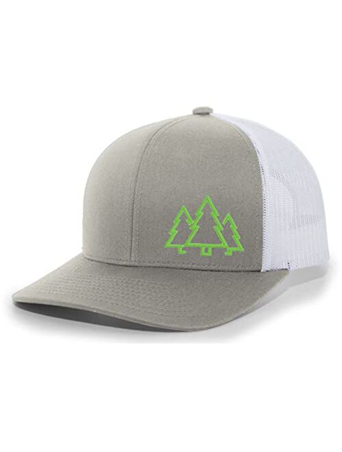 Heritage Pride Pine Trees Mens Embroidered Mesh Back Trucker Hat Baseball Cap