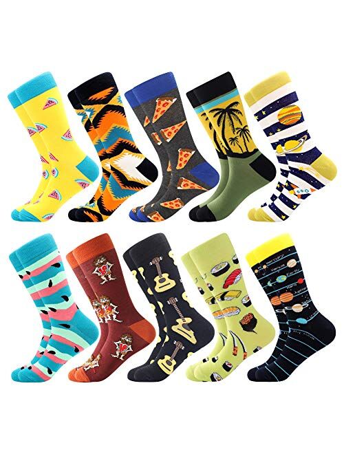 BONANGEL Men's Fun Dress Socks-Colorful Funny Novelty Crew Socks Pack,Crazy Socks Gifts for Men