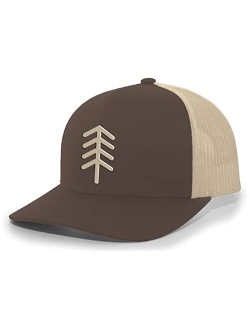 Simple Pine Tree Nature Mens Embroidered Mesh Back Trucker Hat Baseball Cap