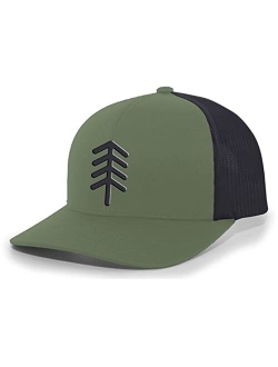 Simple Pine Tree Nature Mens Embroidered Mesh Back Trucker Hat Baseball Cap