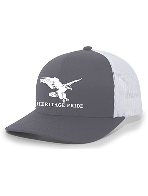 Heritage Pride Flying Eagle Mens Embroidered Mesh Back Trucker Hat Baseball Cap