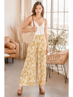 Hey Vacay Green Tropical Print Wide-Leg Pants