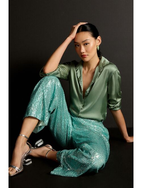 Ranna Gill Sequined Feather Pants