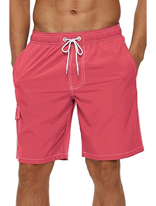 yuyangdpb Men's Swim Trunks 9" Quick Dry Swim Shorts with Mesh Lining Beach Board Shorts