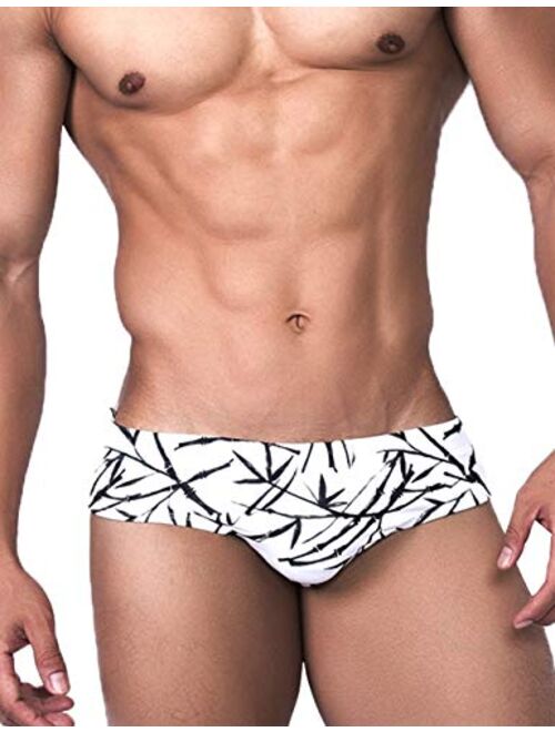 MIZOK Men's Nylon Swimsuit Quick Dry Bikini Swim Briefs Sexy Low Rise Bathing Suit