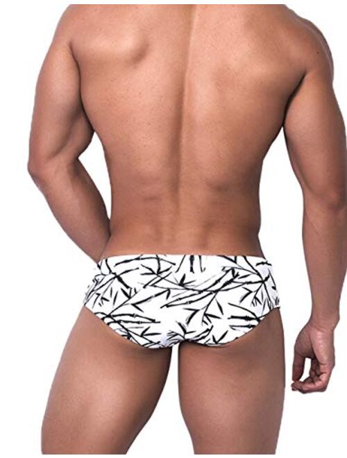 MIZOK Men's Nylon Swimsuit Quick Dry Bikini Swim Briefs Sexy Low Rise Bathing Suit