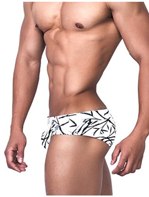 MIZOK Men's Nylon Swimsuit Quick Dry Bikini Swim Briefs Sexy Low Rise Bathing Suit