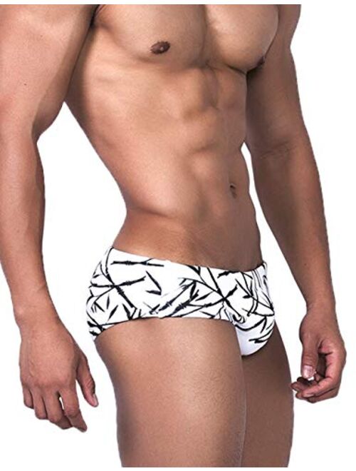 MIZOK Men's Nylon Swimsuit Quick Dry Bikini Swim Briefs Sexy Low Rise Bathing Suit