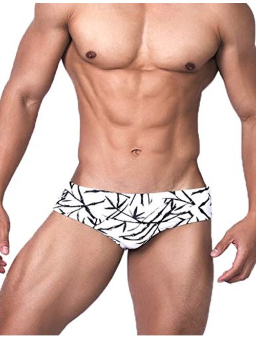 MIZOK Men's Nylon Swimsuit Quick Dry Bikini Swim Briefs Sexy Low Rise Bathing Suit