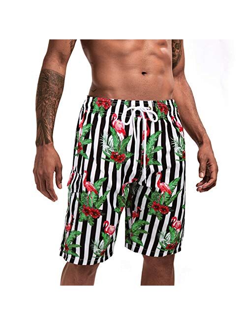 Benefeet Sox Mens Quick Dry Swim Trunks Beach Shorts Novelty Camou Swimwear with Mesh Lining Bathing Suits