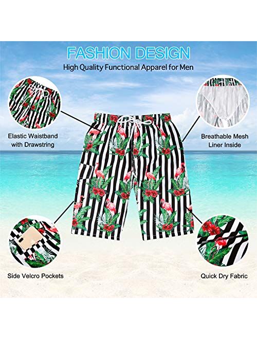 Benefeet Sox Mens Quick Dry Swim Trunks Beach Shorts Novelty Camou Swimwear with Mesh Lining Bathing Suits