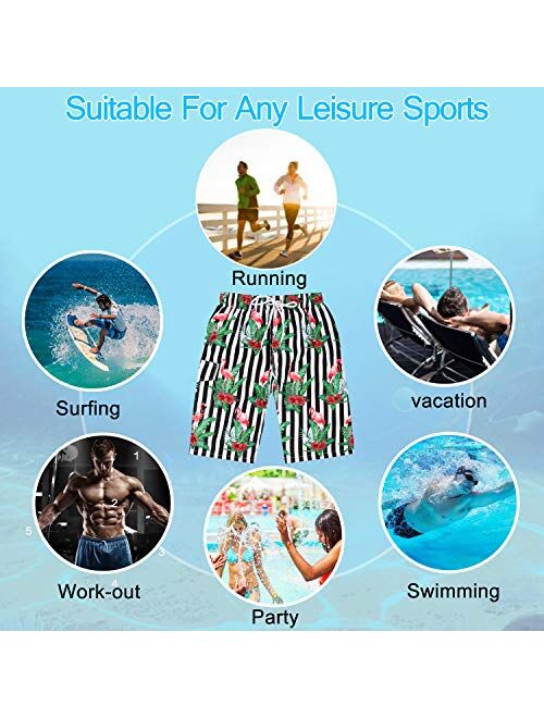 Benefeet Sox Mens Quick Dry Swim Trunks Beach Shorts Novelty Camou Swimwear with Mesh Lining Bathing Suits