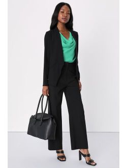 Distinct Instincts Black High-Waisted Wide-Leg Trouser Pants