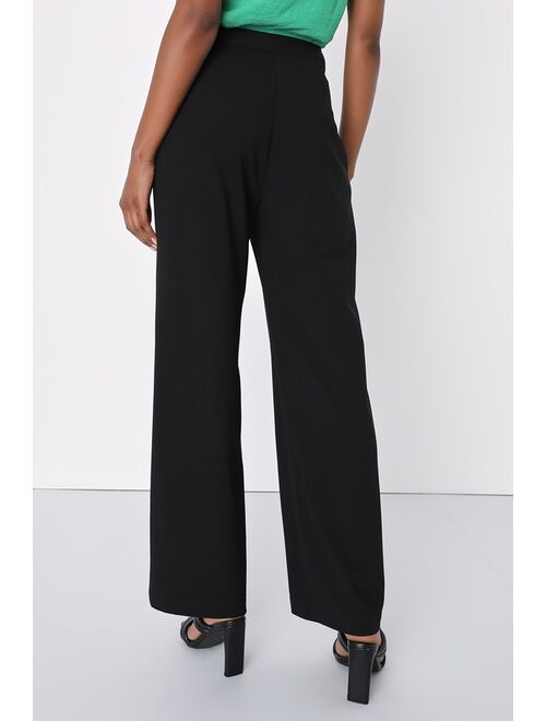 Lulus Distinct Instincts Black High-Waisted Wide-Leg Trouser Pants