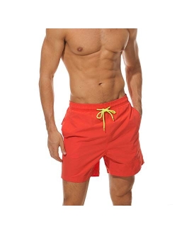 TENMET Men's Beach Shorts Swim Trunk Mesh Lining Quick Dry Side Pockets Casual Surf Yoga Water Jogging Training Lightweight